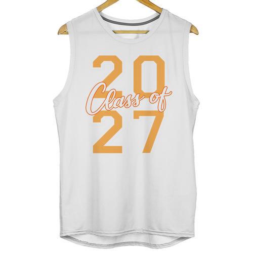 Class Of 2027 Graduation Varsity Orange On The Back Premium Tri-Blend Unisex Tank Top - Best Gift Smart