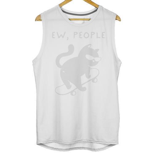 Ew People Cat Skateboard Introvert Sarcastic Humor Unisex Tank Top - Raresse