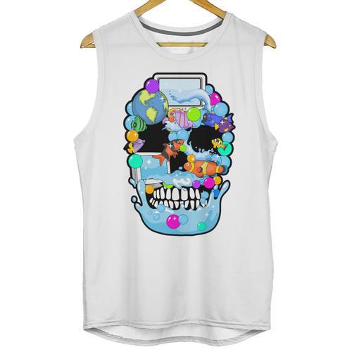 Frutiger Aero Aesthetic Tech Skull Computer Fishes Unisex Tank Top - Figerry