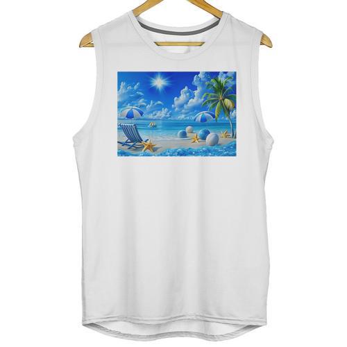 Frutiger Aero Beach Y2k Aesthetic Palm Tree Sand Ocean Premium Unisex Tank Top - Figerry