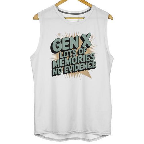Gen X Lots Of Memories No Evidence Nostalgia Throwback Quote Premium Tri-Blend Unisex Tank Top - Figerry