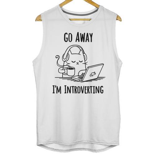 Go Away I'm Introverting Cat Introvert Anxiety Anxious Unisex Tank Top - Raresse