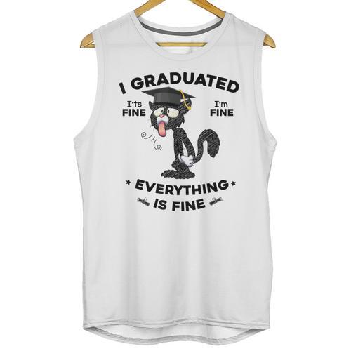 I Graduated Graduate Class 2025 Cat Graduation Unisex Tank Top - Best Gift Smart