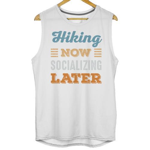 Hiking Now Minimal Socializing Introvert Vintage Unisex Tank Top - Raresse