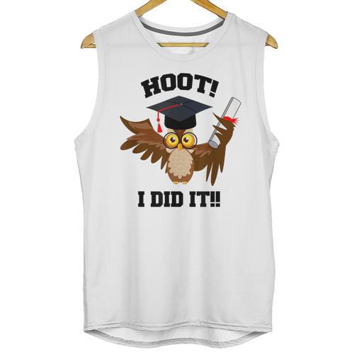 Hoot I Did It Grad Owl Holding Graduation Diploma Congrats Unisex Tank Top - Best Gift Smart