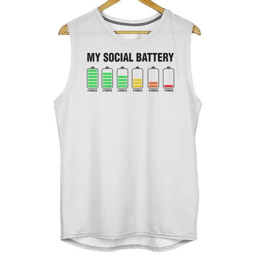 Introvert Cute My Social Battery Raglan Baseball Tee Unisex Tank Top - Raresse