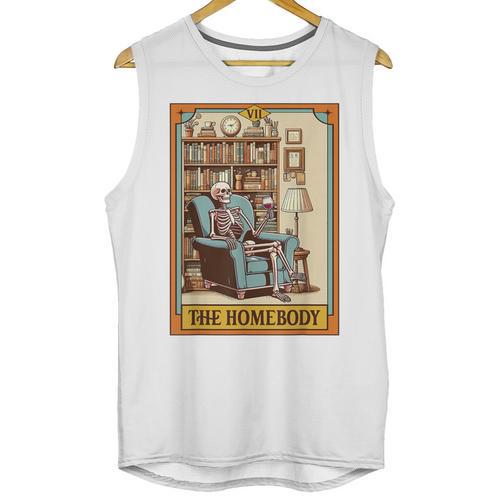 Introvert Homebody Awkward Skeleton The Homebody Tarot Card Unisex Tank Top - Raresse