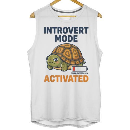 Introvert Mode Activated Low Social Battery Box Turtle Unisex Tank Top - Raresse