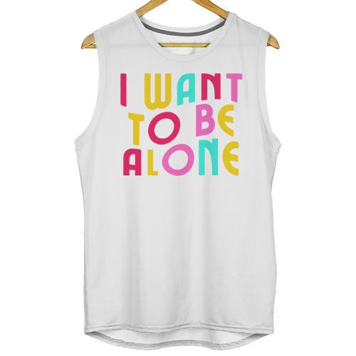 Introvert I Want To Be Alone Retro Wavy Unisex Tank Top - Raresse
