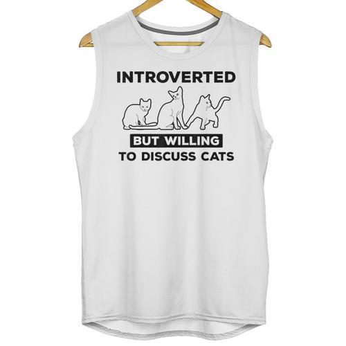 Introverted But Willing To Discuss Cats Introvert Shy Unisex Tank Top - Raresse