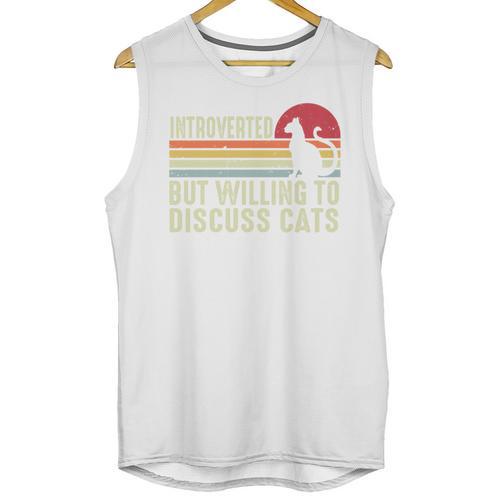 Introverted But Willing To Discuss Cats Kitten Pet Lover Unisex Tank Top - Raresse