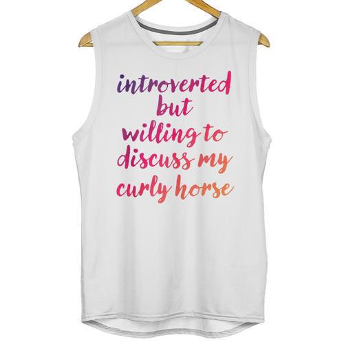 Introverted Willing To Discuss Curly Horse Introvert Unisex Tank Top - Raresse