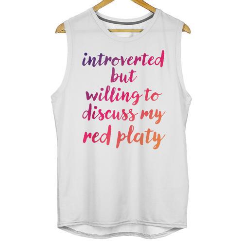 Introverted Willing To Discuss Red Platy Introvert Unisex Tank Top - Raresse