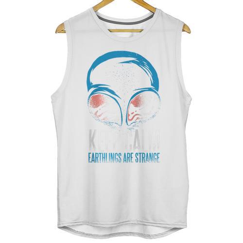 Keep Calm Earthlings Are Strange Alien Introvert Raglan Baseball Tee Unisex Tank Top - Raresse
