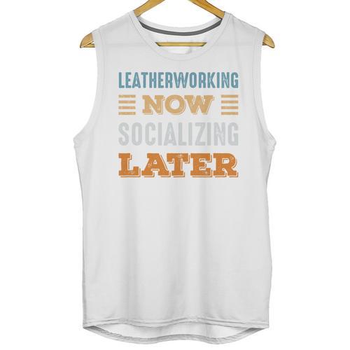 Leatherworking Now Minimal Socializing Introvert Vintage Unisex Tank Top - Raresse