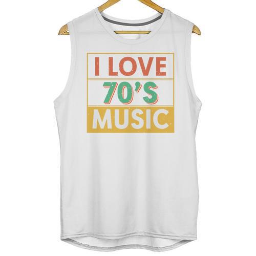 I Love 70's Music Retro Style Nostalgia Vibe 1970 70's Party Premium Tri-Blend Unisex Tank Top - Figerry
