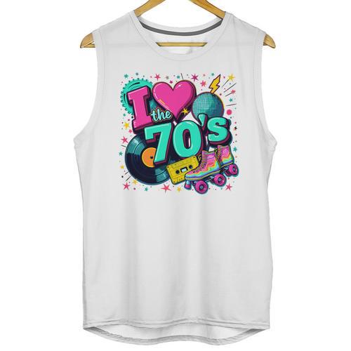 I Love The 70s Retro Cassette Roller Vinyl Disco Nostalgia Premium Tri-Blend Unisex Tank Top - Figerry
