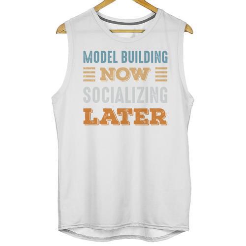 Model Building Now Minimal Socializing Introvert Vintage Unisex Tank Top - Raresse