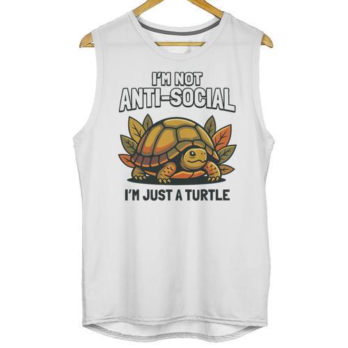 Not Anti Social Im Just A Turtle Sarcastic Introvert Humor Premium Tri-Blend Unisex Tank Top - Raresse