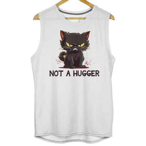 Not A Hugger Tee Angry Cat Sarcastic Cute Introvert Unisex Tank Top - Raresse