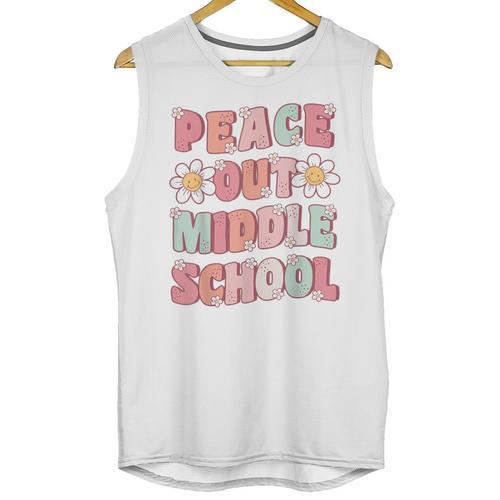 Peace Out Middle School Graduation Groovy Last Day Of School Unisex Tank Top - Best Gift Smart