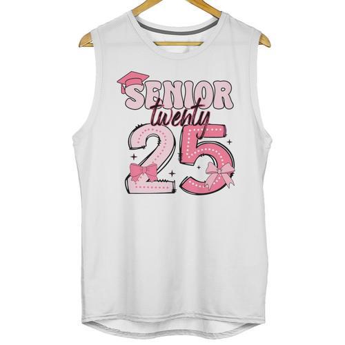 Pink Coquette Bow Senior 2025 Back To School Graduation Girl Unisex Tank Top - Best Gift Smart