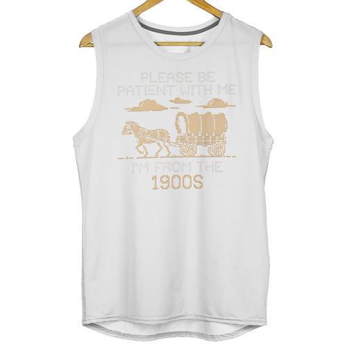 Please Be Patient I'm From The 1900s Retro Pixel Horse Wagon Premium Unisex Tank Top - Figerry