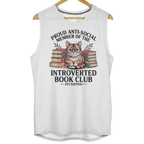 Proud Introverted Book Club Anti Social Reader Pet Cat Unisex Tank Top - Raresse