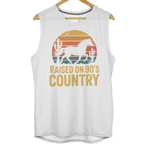 Raised On 90’s Country Horse Retro Nostalgia Western Music Unisex Tank Top - Figerry