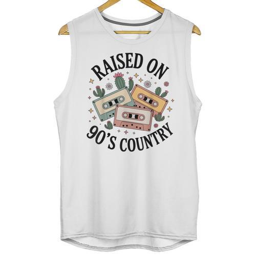 Raised On 90's Country Music Lover Nostalgia Retro Vibe Unisex Tank Top - Figerry