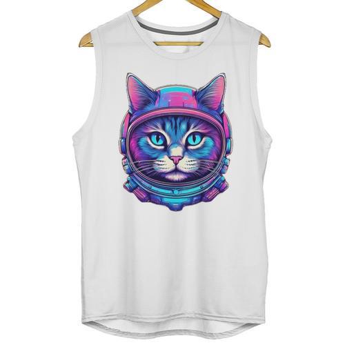 Retro 80s Cat In Space Suit Nostalgia Cat Vintage Astronaut Unisex Tank Top - Figerry