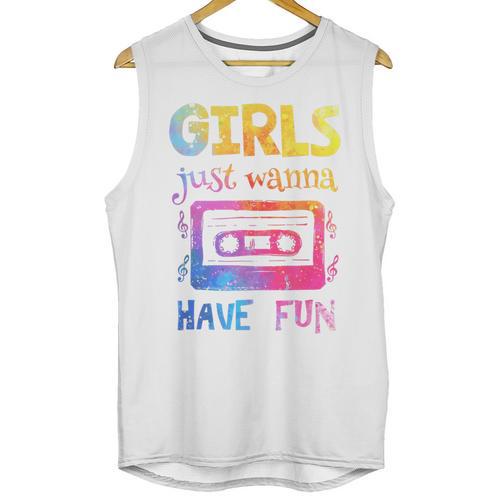 Retro Girls Just Wanna Have Fun Nostalgia 1980s 80's Premium Tri-Blend Unisex Tank Top - Figerry