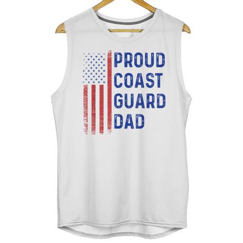 Retro Proud Coast Guard Dad Graduation Dad Usa Flag Outfit Unisex Tank Top - Best Gift Smart