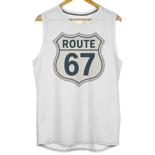 Retro Route 67 Highway Sign Vintage Road Nostalgia Premium Tri-Blend Unisex Tank Top - Figerry