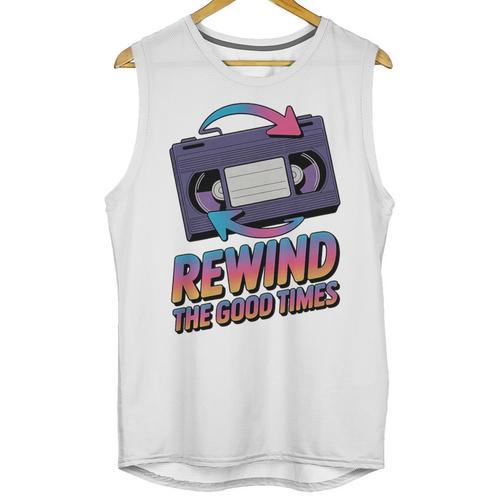 Rewind Good Times Retro VHS Tape Nostalgia 80s 90s Premium Tri-Blend Unisex Tank Top - Figerry