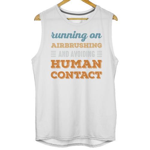 Running On Airbrushing Social Introvert Humor Vintage Unisex Tank Top - Raresse