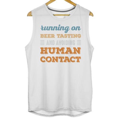 Running On Beer Tasting Social Introvert Humor Vintage Unisex Tank Top - Raresse