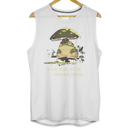 Sad Introvert Frog Mushroom Cottagecore Mental Health Unisex Tank Top - Raresse