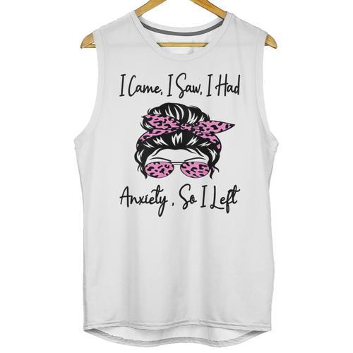 I Came I Saw I Had Anxiety So I Left Messy Bun Introvert Unisex Tank Top - Raresse