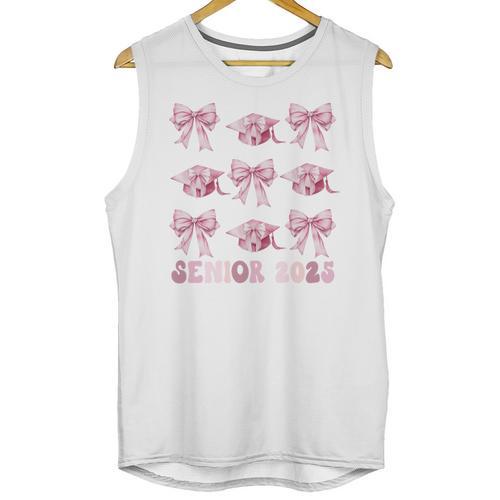 Senior 2025 Coquette Pink Bow Class Of 2025 Graduation Girls Unisex Tank Top - Best Gift Smart