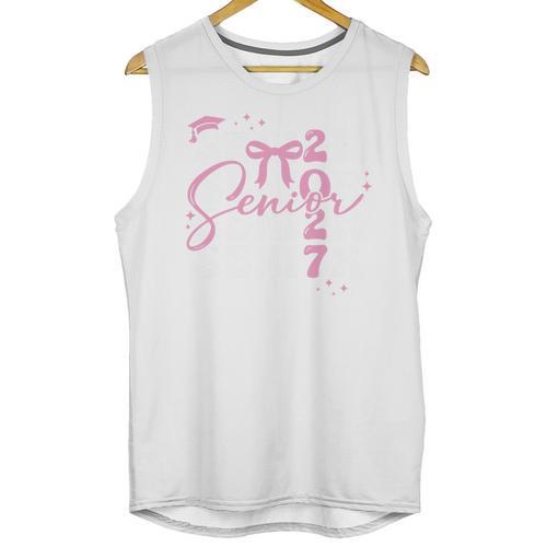 Senior 2027 Class Of 2027 Coquette Pink Bow Graduation 2027 Premium Tri-Blend Unisex Tank Top - Best Gift Smart