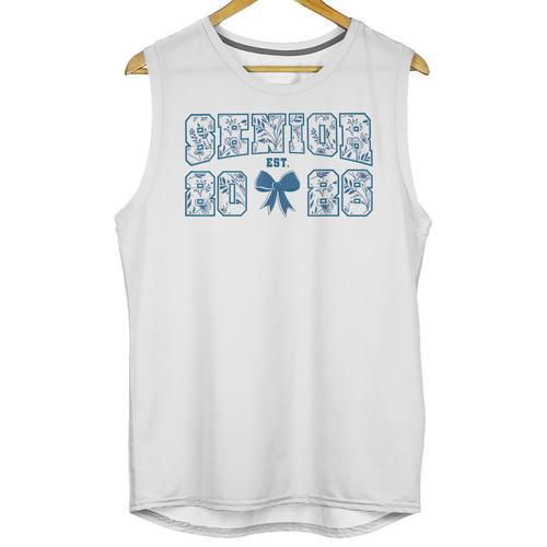 Senior 26 Graduation Class Of 2026 Bow Blue Toile Floral Unisex Tank Top - Best Gift Smart