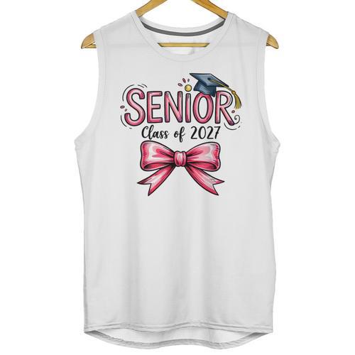 Senior Class Of 2027 Coquette Pink Bow Graduation 2027 Girls Unisex Tank Top - Best Gift Smart