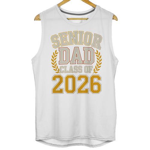Senior Dad Class Of 2026 Purple Yellow Vintage Graduation Unisex Tank Top - Best Gift Smart