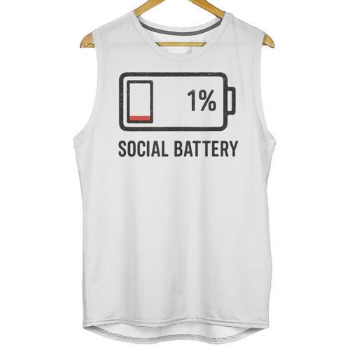 Social Battery 1 Shirt Introvert Anti Social Tee Gif Unisex Tank Top - Raresse