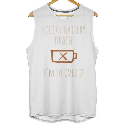 Social Battery Drain I'm So Over It Introvert Homebody Line Raglan Baseball Tee Unisex Tank Top - Raresse