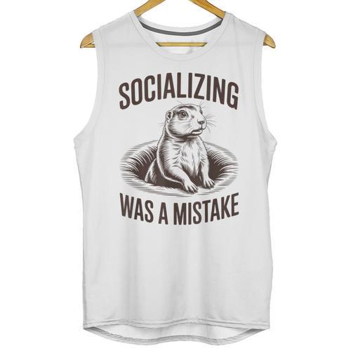 Socializing Was a Mistake Prairie Dog Introverts Humor Unisex Tank Top - Raresse
