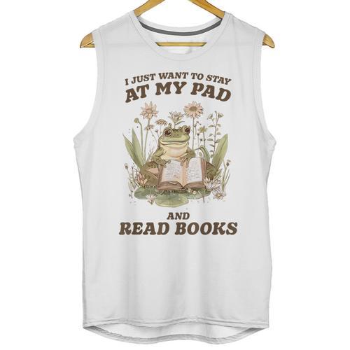 Stay At My Pad And Read Books Frog Introvert Reading Unisex Tank Top - Raresse