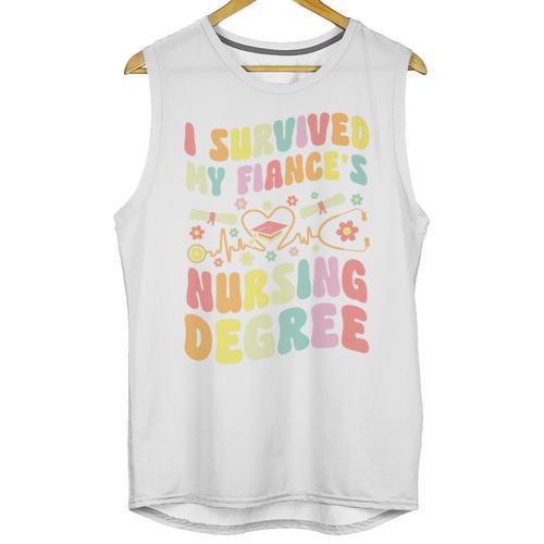 i Survived My Fiance's Nursing Degree Graduation Groovy Premium Unisex Tank Top - Best Gift Smart