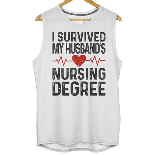 I Survived My Husband's Nursing Degree School Graduation Unisex Tank Top - Best Gift Smart